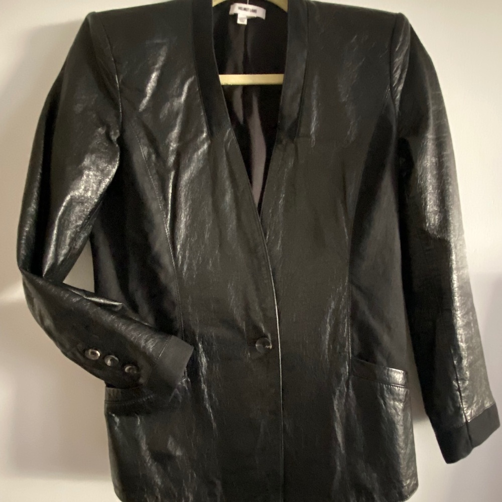 Helmut Lang black lamb leather jacket blazer size 2